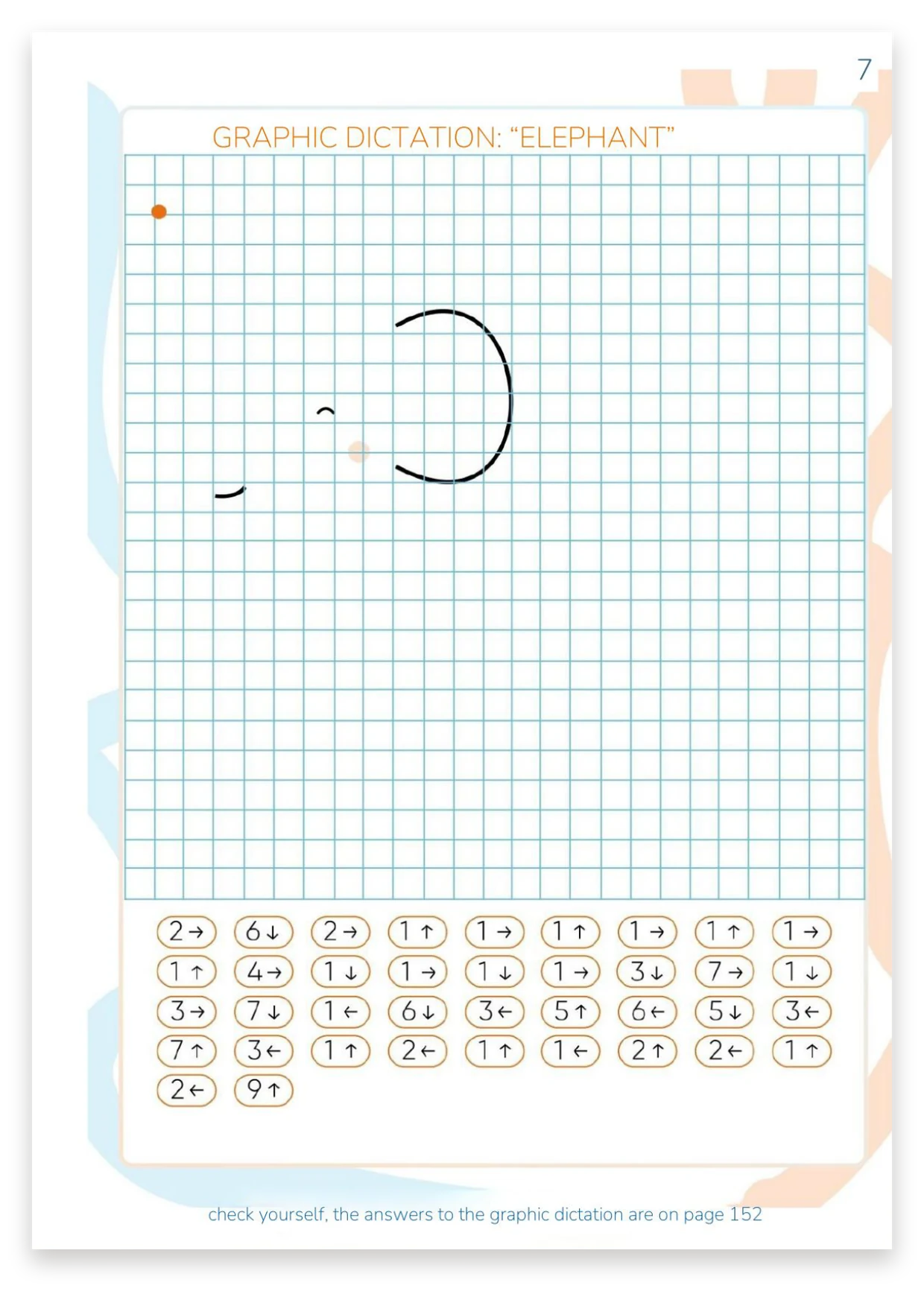 Graphic dictation 'Little Elephant'